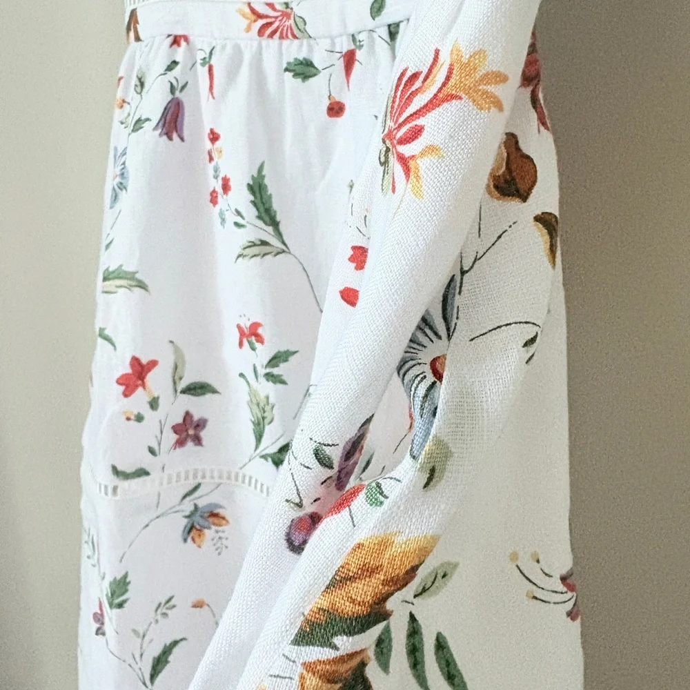 NEW Reformation Everett Linen Midi Dress Corsini White Multi Floral | US 4 UK 8 - Picture 14 of 16